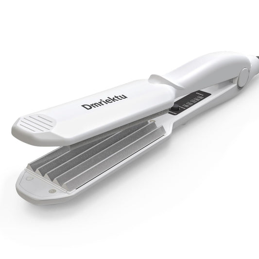 Dmriektu Haarcrimper für Frauen – Volumen-Crimping-Eisen für flauschige Frisuren mit Keramik-Technologie, einstellbarer Temperatur, Dual Voltage & Auto-Off (Weiß, 11 x 3 Zoll)