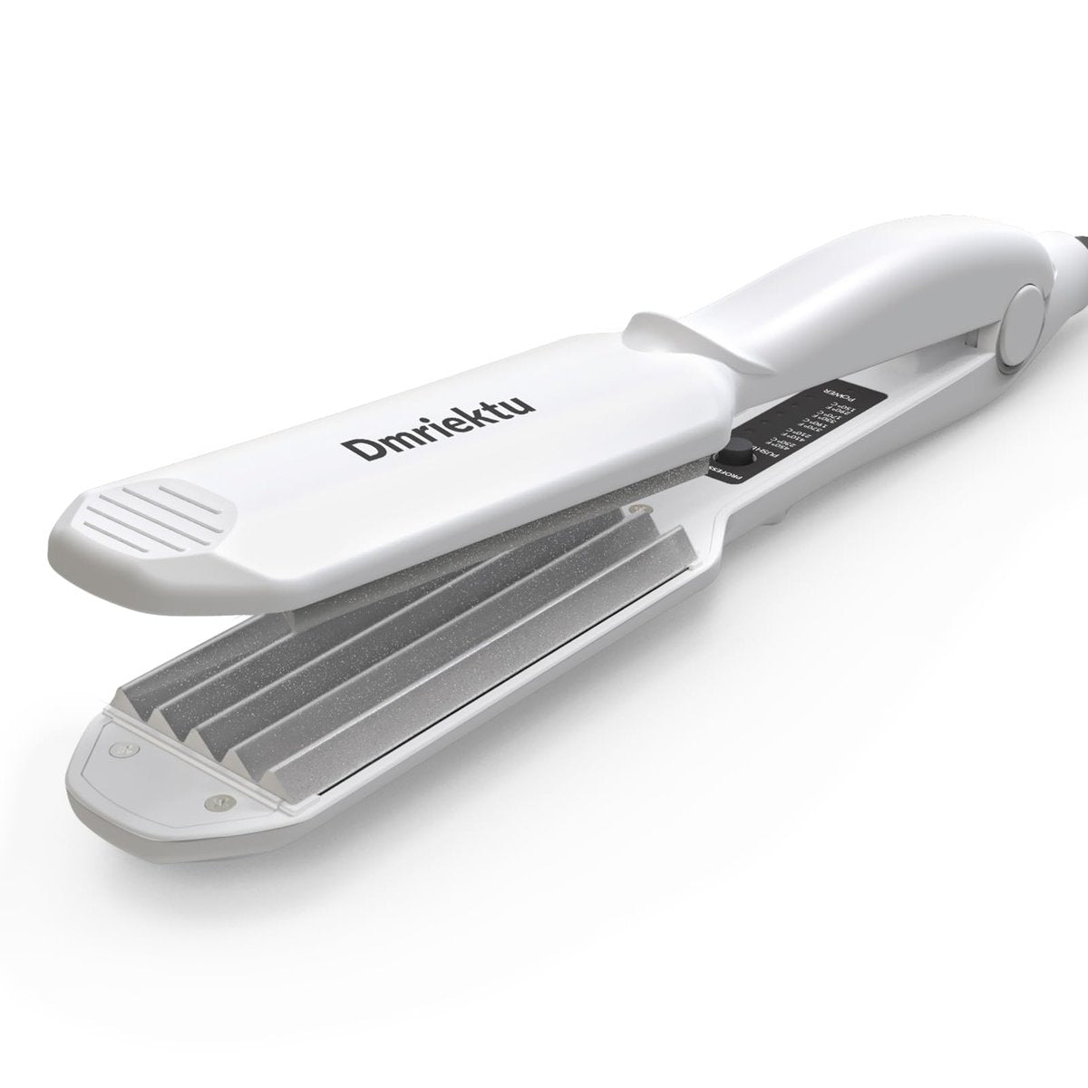 Dmriektu Haarcrimper für Frauen – Volumen-Crimping-Eisen für flauschige Frisuren mit Keramik-Technologie, einstellbarer Temperatur, Dual Voltage & Auto-Off (Weiß, 11 x 3 Zoll)