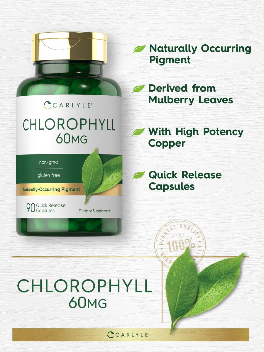 Carlyle Chlorophyll Kapseln | 90 Kapseln | Natürlich vorkommendes Pigment | Chlorophyll-Konzentrat Nahrungsergänzungsmittel | Non-GMO, Glutenfrei Komplex