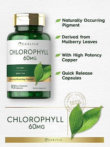 Carlyle Chlorophyll Kapseln | 90 Kapseln | Natürlich vorkommendes Pigment | Chlorophyll-Konzentrat Nahrungsergänzungsmittel | Non-GMO, Glutenfrei Komplex