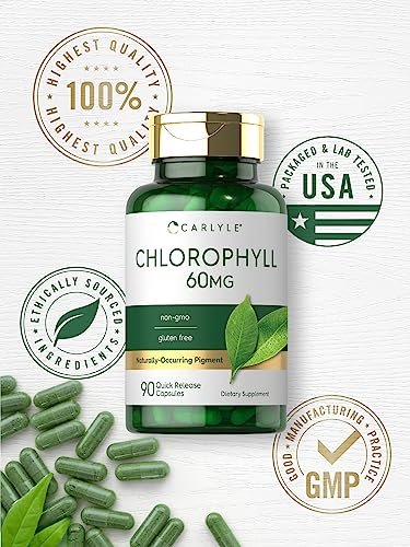 Carlyle Chlorophyll Kapseln | 90 Kapseln | Natürlich vorkommendes Pigment | Chlorophyll-Konzentrat Nahrungsergänzungsmittel | Non-GMO, Glutenfrei Komplex