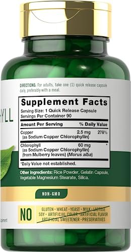 Carlyle Chlorophyll Kapseln | 90 Kapseln | Natürlich vorkommendes Pigment | Chlorophyll-Konzentrat Nahrungsergänzungsmittel | Non-GMO, Glutenfrei Komplex