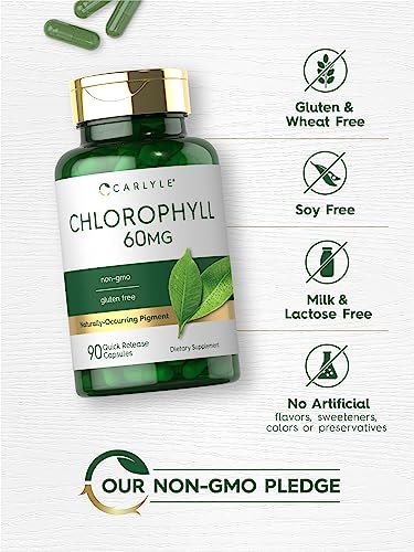 Carlyle Chlorophyll Kapseln | 90 Kapseln | Natürlich vorkommendes Pigment | Chlorophyll-Konzentrat Nahrungsergänzungsmittel | Non-GMO, Glutenfrei Komplex