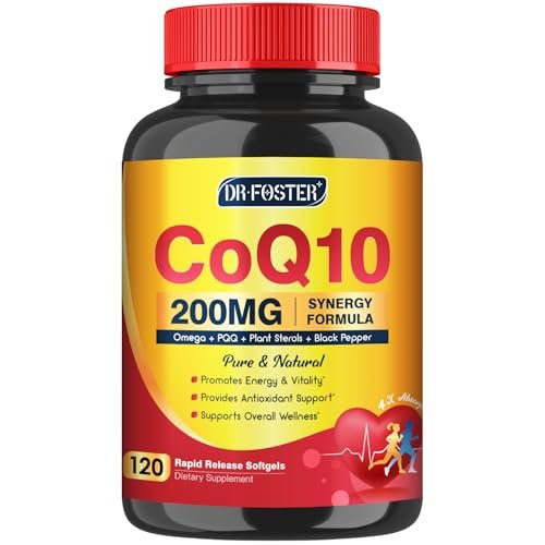CoQ10 200 mg Weichkapseln mit Vitamin E & Omega 3-6-9 & PQQ - Hochabsorbierendes Coenzym Q10 mit Bioperin | Maximale Antioxidantien | Unterstützt das Herz & die zelluläre Energieproduktion | 120 Portionen