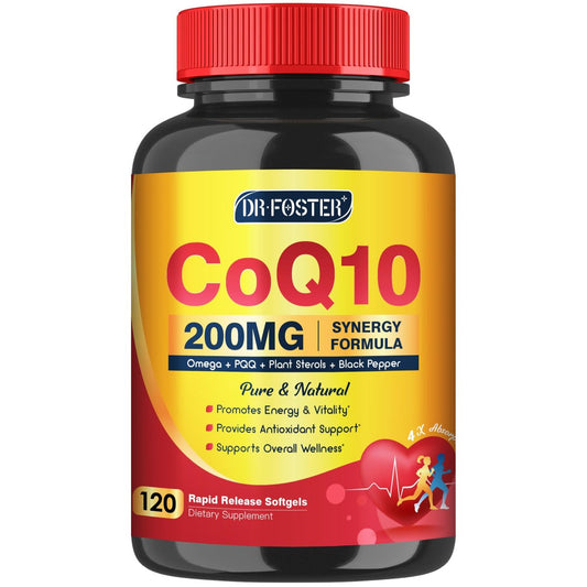 CoQ10 200 mg Weichkapseln mit Vitamin E & Omega 3-6-9 & PQQ - Hochabsorbierendes Coenzym Q10 mit Bioperin | Maximale Antioxidantien | Unterstützt das Herz & die zelluläre Energieproduktion | 120 Portionen