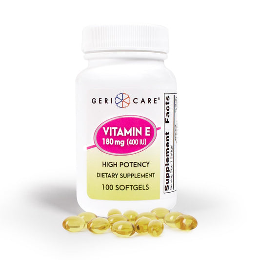 GeriCare Hochdosierte Vitamin-E-Kapseln – 400 IE für Haut- und Immununterstützung, 180 mg | 100 Stück | Bio-Vitamin E für Frauen und Männer
