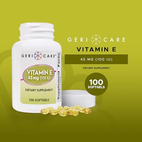 GeriCare Hochdosiertes Vitamin E Kapseln – 100 IE für Haut- und Immununterstützung, 45 mg | 100 Stück | Organisches Vitamin E für Frauen und Männer