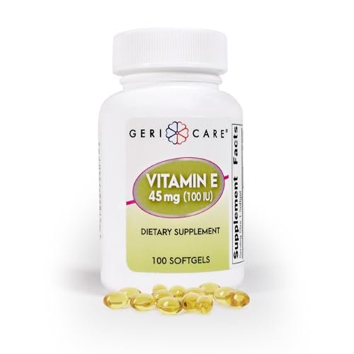 GeriCare Hochdosiertes Vitamin E Kapseln – 100 IE für Haut- und Immununterstützung, 45 mg | 100 Stück | Organisches Vitamin E für Frauen und Männer