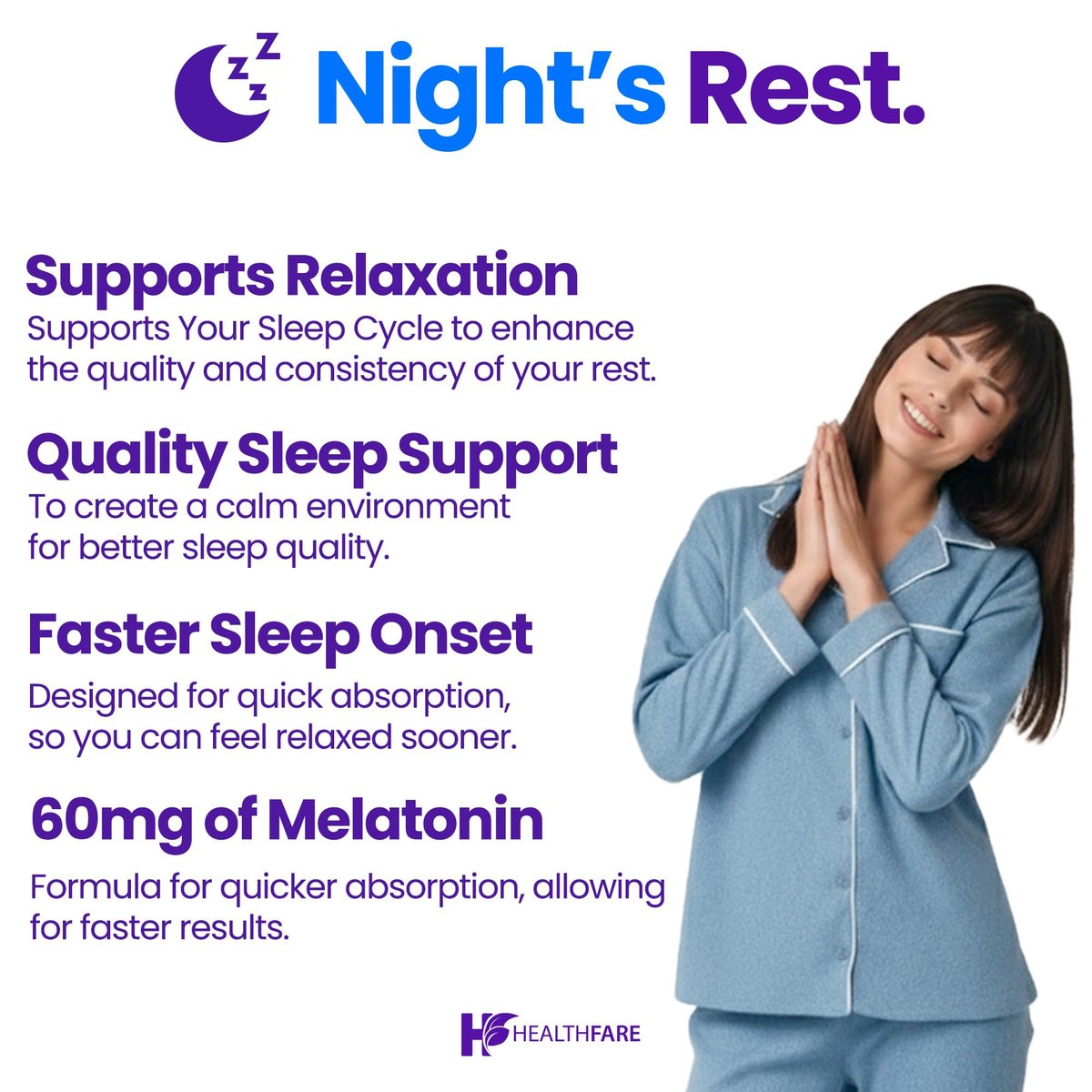 Healthfare Melatonin 60 mg | 90 vegane Kapseln | Hochdosiert | Vegetarisch, Non-GMO, Glutenfrei | Hergestellt in den USA