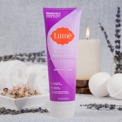 Lume Acidified Body Wash – 24-Stunden-Geruchskontrolle – Entfernt Gerüche besser als Seife – Feuchtigkeitsspendende Formel – Ohne SLS oder Parabene – Von Gynäkologen entwickelt – 8,5 Unzen (Lavendel Salbei)