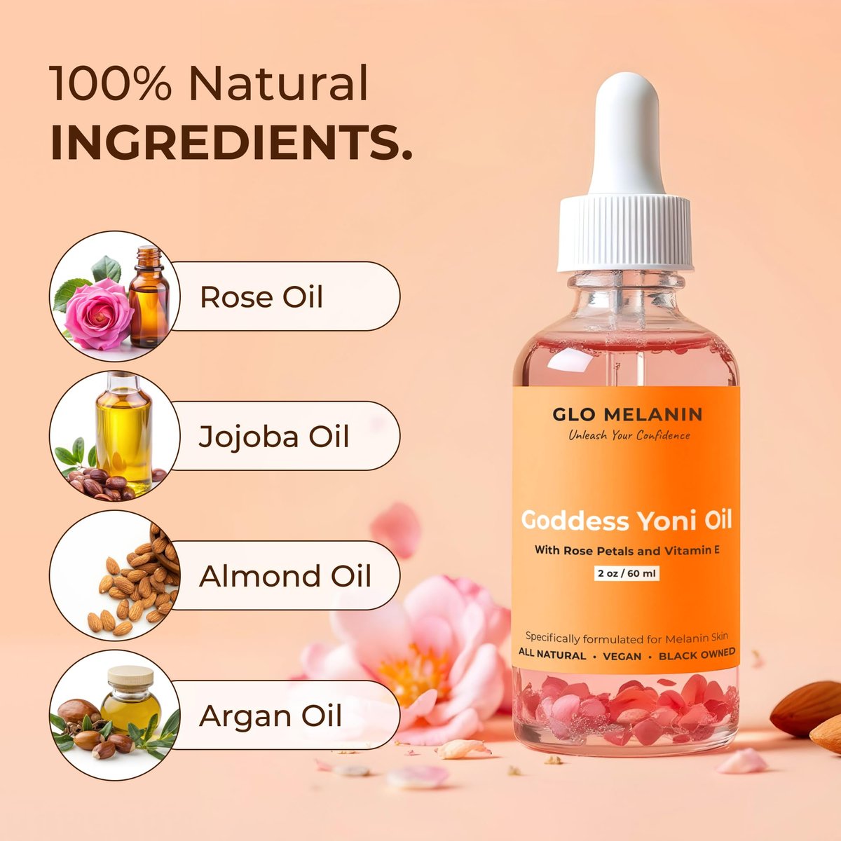Glo Melanin Yoni Öl-Waschpflege für Frauen – pH-Balance & Feuchtigkeit, 60 ml