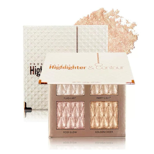 4-Farben Highlighter-Makeup-Palette – Bronzer, Kontur, Schimmer & Lidschatten-Set für strahlende Looks