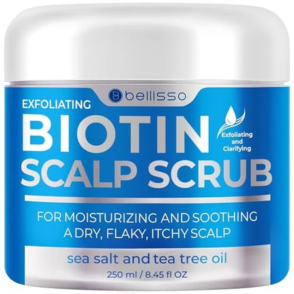 Biotin Scalp Scrub – Peeling und Reinigung für trockene, juckende Kopfhaut mit Teebaumöl – Anti-Schuppen-Maske für Frauen und Männer