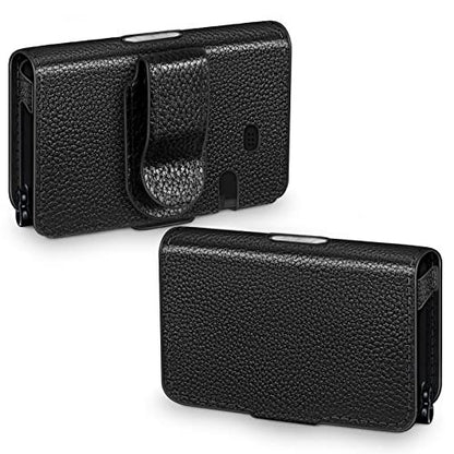 MEDMAX PU-Leder Schutzhülle für Tandem T:Slim X2 / T:Slim Insulinpumpen, Leichte Diabetiker Aufbewahrungstasche mit Gürtelclip (Schwarz-Upgraded)