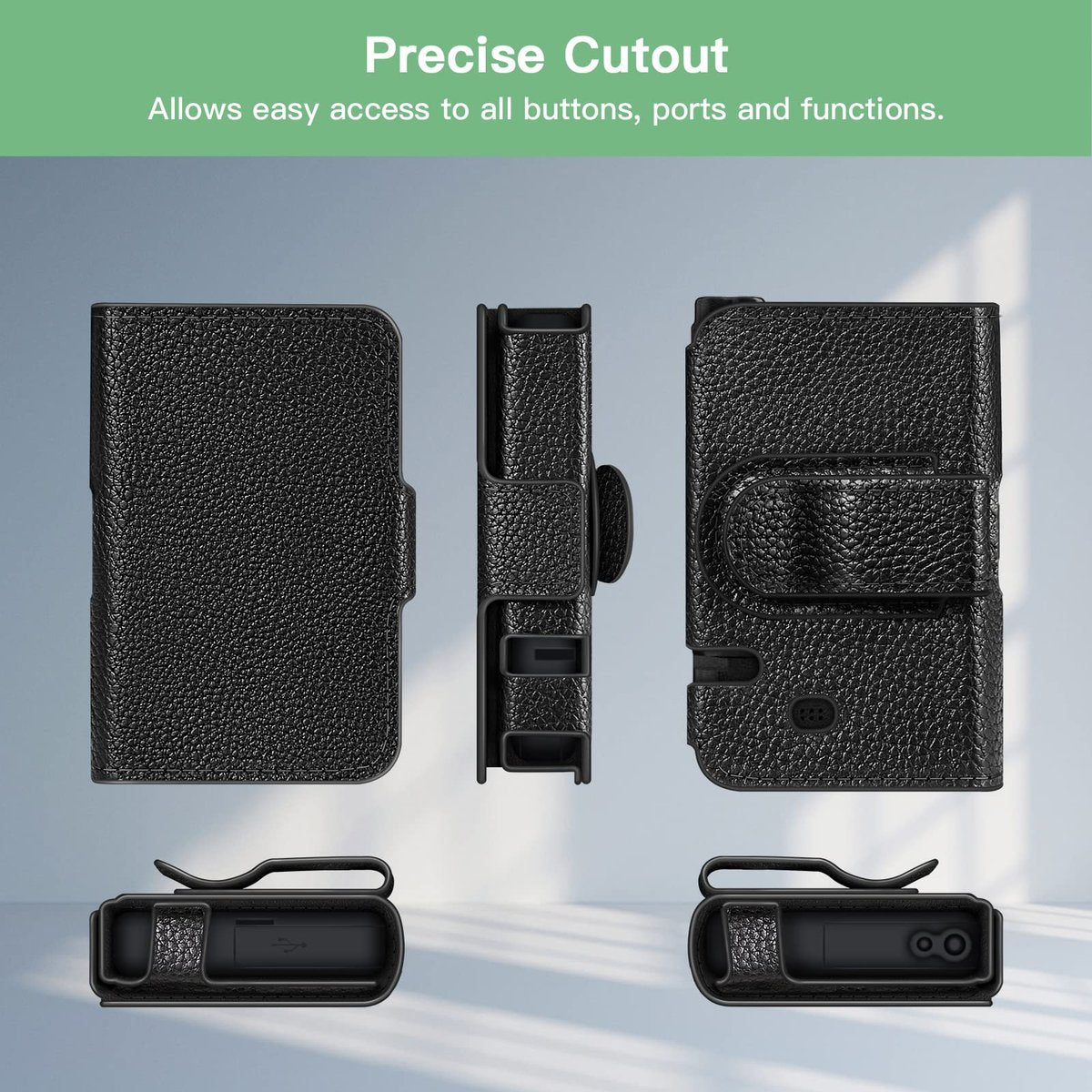 MEDMAX PU-Leder Schutzhülle für Tandem T:Slim X2 / T:Slim Insulinpumpen, Leichte Diabetiker Aufbewahrungstasche mit Gürtelclip (Schwarz-Upgraded)