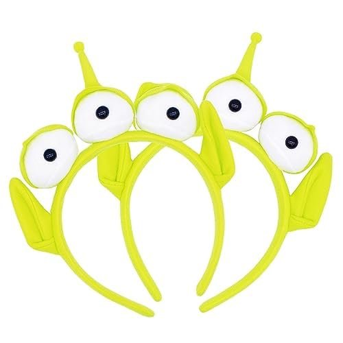 PLUSMAYI 2er-Pack Alien-Stirnband für Erwachsene – Dreitäugiges Alien-Kopfband, Plüsch-Monster-Hut-Accessoire für Partys, Kinder und Kostüme
