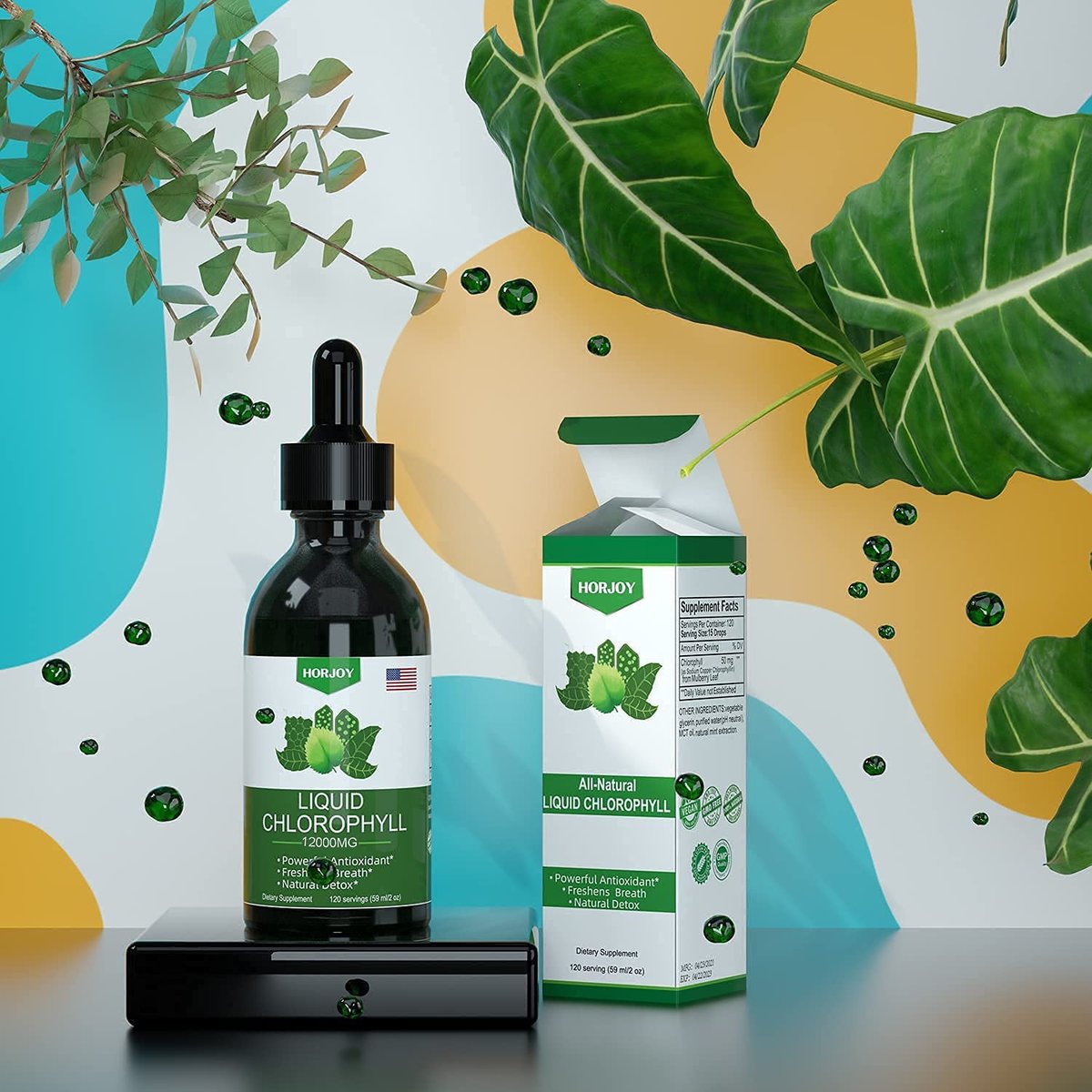 Chlorophyll Flüssigtropfen - 100% Natürlicher Energie-Booster und Immununterstützung - Inneres Deodorant und Entgiftung - Höhenkrankheit Linderung - Schnelle Aufnahme, Vegan & Non-GMO - 120 Portionen (2er-Pack)