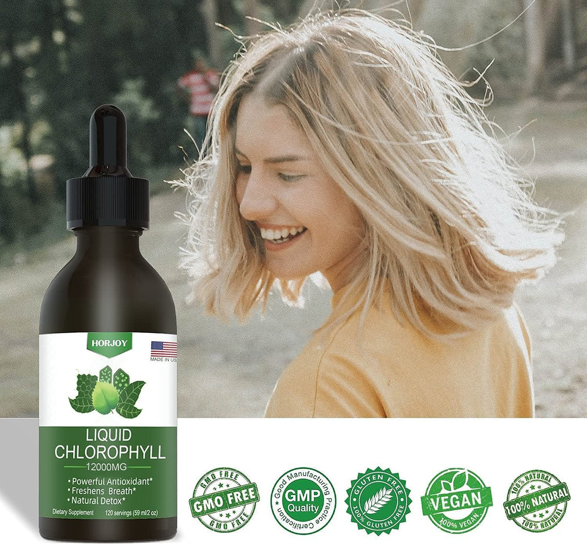 Chlorophyll Flüssigtropfen - 100% Natürlicher Energie-Booster und Immununterstützung - Inneres Deodorant und Entgiftung - Höhenkrankheit Linderung - Schnelle Aufnahme, Vegan & Non-GMO - 120 Portionen (2er-Pack)
