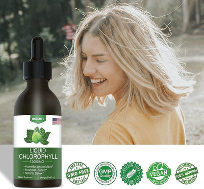 Chlorophyll Flüssigtropfen - 100% Natürlicher Energie-Booster und Immununterstützung - Inneres Deodorant und Entgiftung - Höhenkrankheit Linderung - Schnelle Aufnahme, Vegan & Non-GMO - 120 Portionen (2er-Pack)