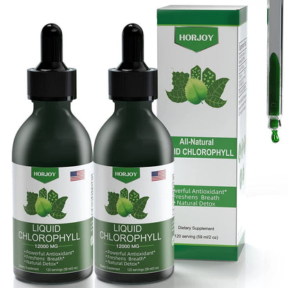 Chlorophyll Flüssigtropfen - 100% Natürlicher Energie-Booster und Immununterstützung - Inneres Deodorant und Entgiftung - Höhenkrankheit Linderung - Schnelle Aufnahme, Vegan & Non-GMO - 120 Portionen (2er-Pack)