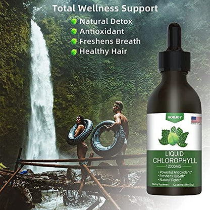 Chlorophyll Flüssigtropfen - 100% Natürlicher Energie-Booster und Immununterstützung - Inneres Deodorant und Entgiftung - Höhenkrankheit Linderung - Schnelle Aufnahme, Vegan & Non-GMO - 120 Portionen (2er-Pack)