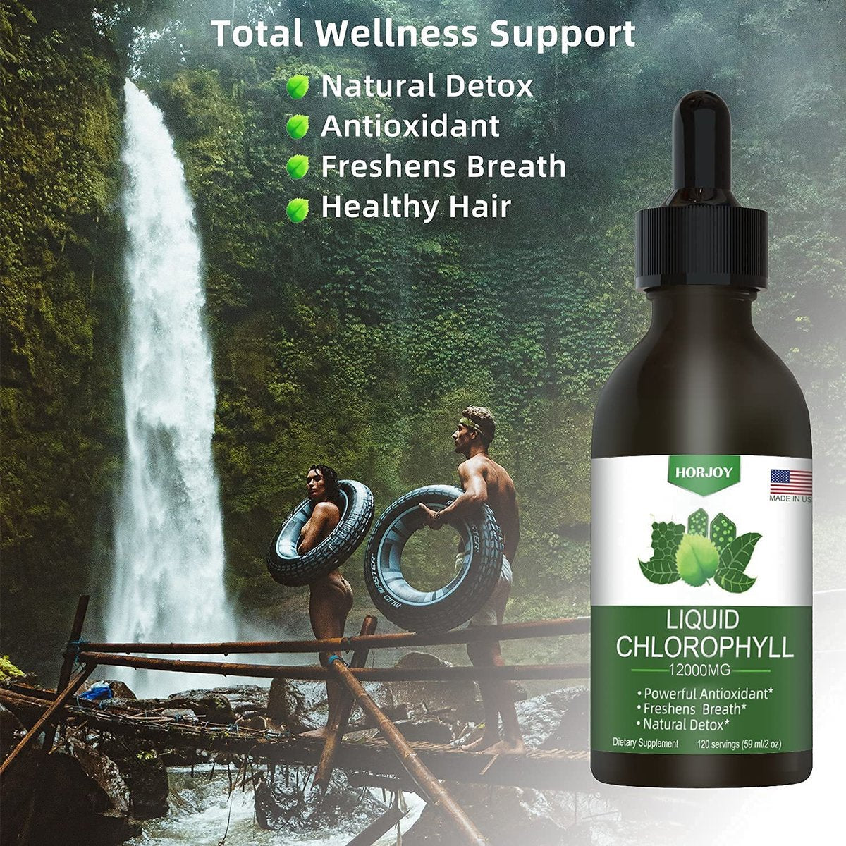 Chlorophyll Flüssigtropfen - 100% Natürlicher Energie-Booster und Immununterstützung - Inneres Deodorant und Entgiftung - Höhenkrankheit Linderung - Schnelle Aufnahme, Vegan & Non-GMO - 120 Portionen (2er-Pack)