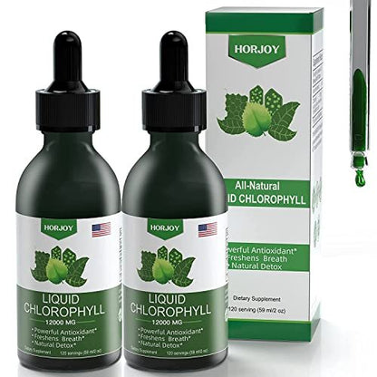 Chlorophyll Flüssigtropfen - 100% Natürlicher Energie-Booster und Immununterstützung - Inneres Deodorant und Entgiftung - Höhenkrankheit Linderung - Schnelle Aufnahme, Vegan & Non-GMO - 120 Portionen (2er-Pack)