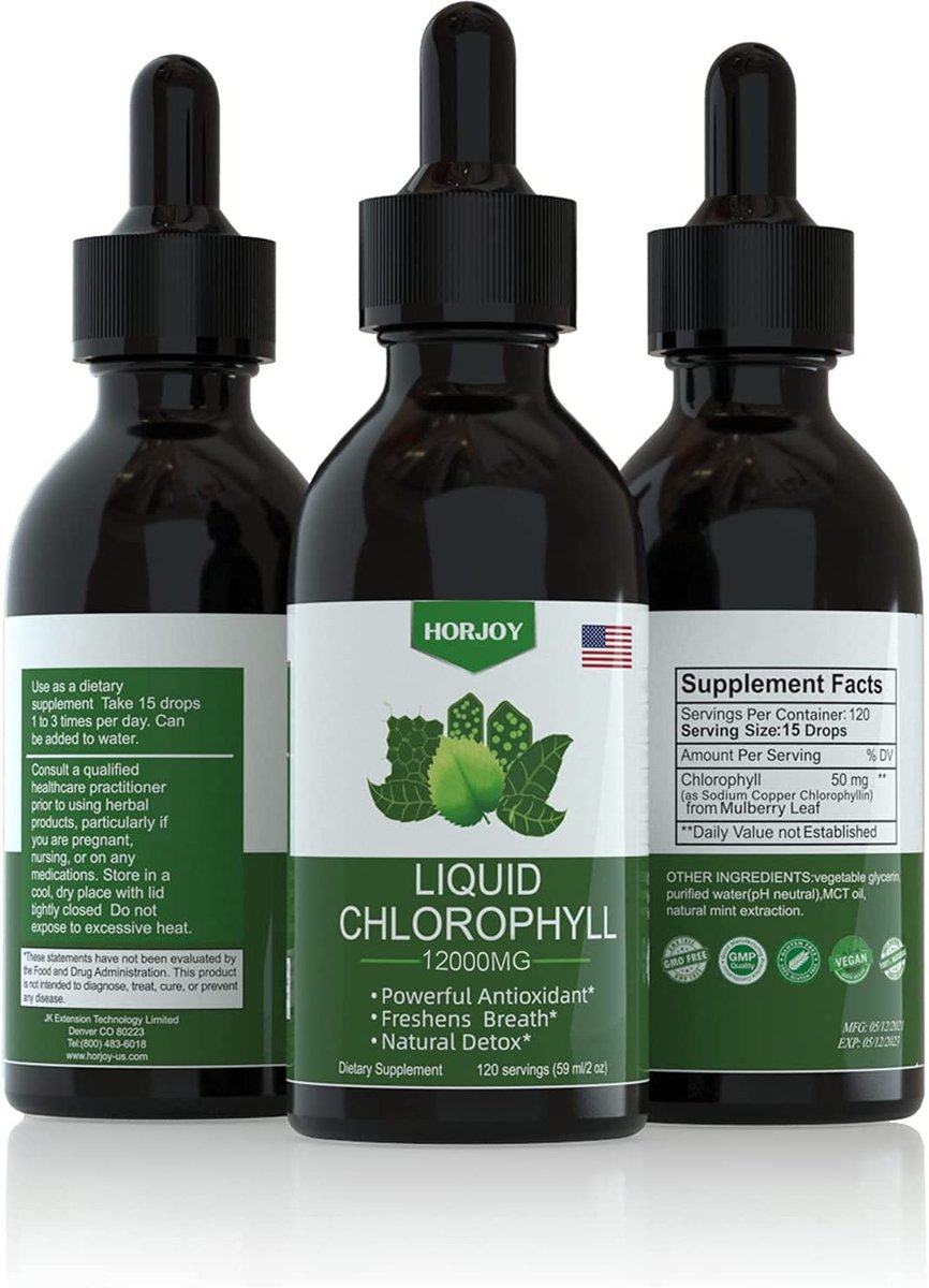 Chlorophyll Flüssigtropfen - 100% Natürlicher Energie-Booster und Immununterstützung - Inneres Deodorant und Entgiftung - Höhenkrankheit Linderung - Schnelle Aufnahme, Vegan & Non-GMO - 120 Portionen (2er-Pack)