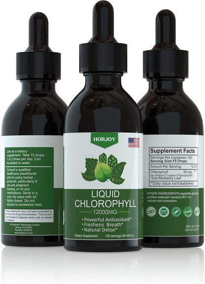 Chlorophyll Flüssigtropfen - 100% Natürlicher Energie-Booster und Immununterstützung - Inneres Deodorant und Entgiftung - Höhenkrankheit Linderung - Schnelle Aufnahme, Vegan & Non-GMO - 120 Portionen (2er-Pack)