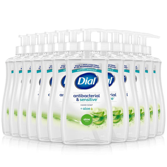 Dial Antibacterial Defense Flüssigseife mit Aloe Vera, Aloe Duft, 11 Fl Oz (Packung mit 12), dermatologisch getestete Handwäsche, sanfte Formel