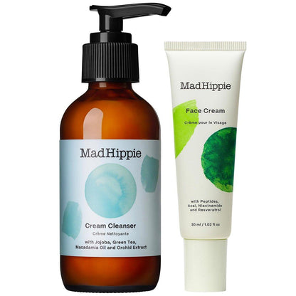 Mad Hippie Gesichtspflegeset: Feuchtigkeitscreme & Reinigungscreme mit Niacinamid, Matrixyl Peptid-Komplex & Bio-Jojobaöl (2-teiliges Set)
