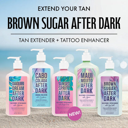 Brown Sugar After Dark Bräunungsverlängerer & Tattoo-Verstärker, Meersalz, Tigergras & Meeresbotanik mit Triple-Coconut-Komplex, 532 ml