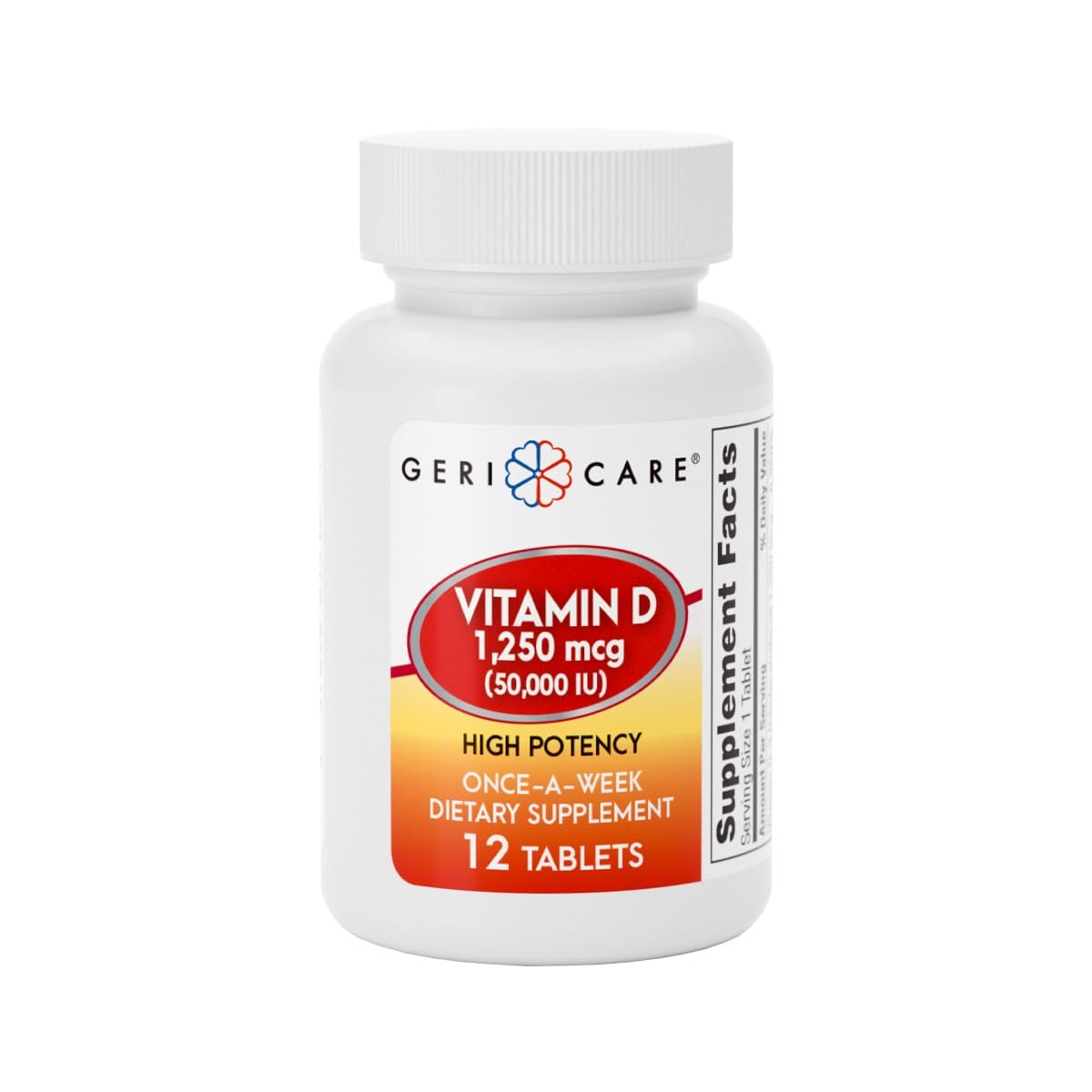 GeriCare Vitamin D 1.250 mcg (50.000 IE) Hochdosiert - Unterstützt Knochendichte, Muskelgesundheit, Immunfunktion und Kalziumaufnahme - Einmal wöchentliches Nahrungsergänzungsmittel - 12 Kapseln