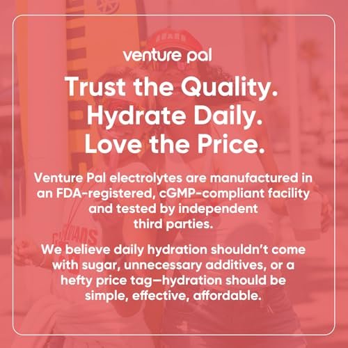 Venture Pal Sugar Free Electrolytes Powder Packets – Flüssige Tägliche IV Hydration Packets | Sofortige Hydratation & Party Erholung | 5 Vitamine & 7 Elektrolyte | Zertifiziert Vegan, Keto, Non-GMO | 16 Sticks