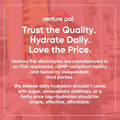 Venture Pal Sugar Free Electrolytes Powder Packets – Flüssige Tägliche IV Hydration Packets | Sofortige Hydratation & Party Erholung | 5 Vitamine & 7 Elektrolyte | Zertifiziert Vegan, Keto, Non-GMO | 16 Sticks