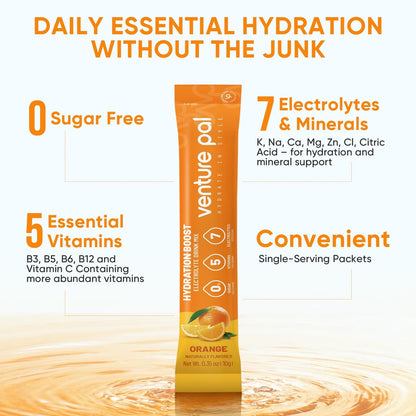 Venture Pal Zuckerfreie Elektrolyte Pulver Beutel - Flüssige tägliche IV Hydratation Packungen | Sofortige Hydratation & Party Erholung | 5 Vitamine & 7 Elektrolyte | Zertifiziert Vegan, Keto, Nicht-GVO | 16 Sticks
