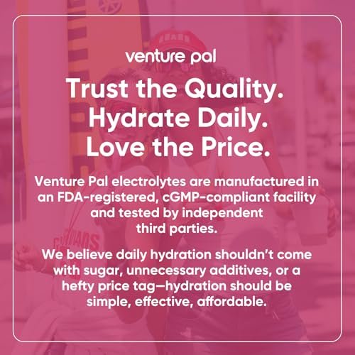 Venture Pal Zuckerfreie Elektrolyte Pulverbeutel – Flüssige IV Hydration Packets für sofortige Hydration & Party Recovery | 5 Vitamine & 7 Elektrolyte | Zertifiziert Vegan, Keto, Non-GMO | 16 Sticks