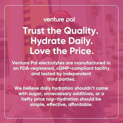 Venture Pal Zuckerfreie Elektrolyte Pulverbeutel – Flüssige IV Hydration Packets für sofortige Hydration & Party Recovery | 5 Vitamine & 7 Elektrolyte | Zertifiziert Vegan, Keto, Non-GMO | 16 Sticks