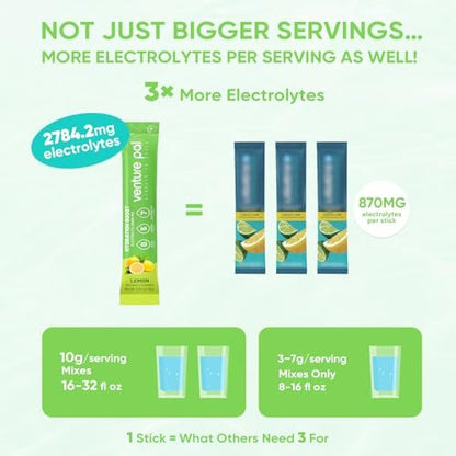 Venture Pal Zuckerfreie Elektrolyt-Pulver-Päckchen - Flüssige tägliche IV Hydratationspäckchen | Sofortige Hydratation & Party-Erholung | 5 Vitamine & 7 Elektrolyte | Zertifiziert vegan, keto, nicht-GVO | 16 Sticks