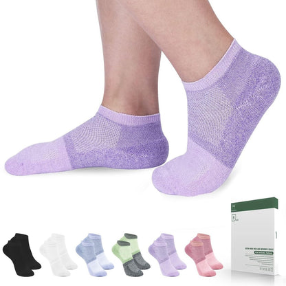 Bulinlulu Diabetikersocken für Damen & Herren, 6 Paar Nahtlose Socken, Niedrige Nicht Einschnürende Socken, Weite Neuropathie Socken (Large, Helle Farben)
