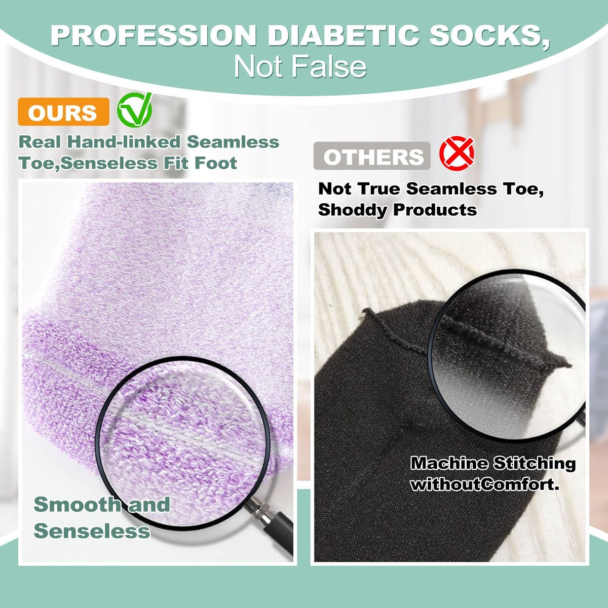 Bulinlulu Diabetikersocken für Damen und Herren – 6 Paar Bambus-Viskose, nicht einschnürend, niedrige Socken, Größe 6-9 & 9-11 (Schwarz, Medium)