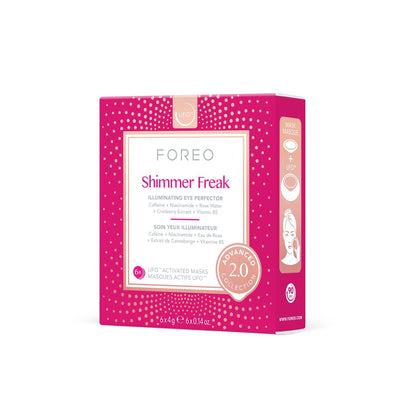 FOREO Shimmer Freak Advanced Collection 2.0 UFO-aktivierte Gesichtsmaske – Augenpartie aufhellend – Rosenwasser & Niacinamid – alle Hauttypen – gegen Fältchen & Schwellungen – 6 Stück