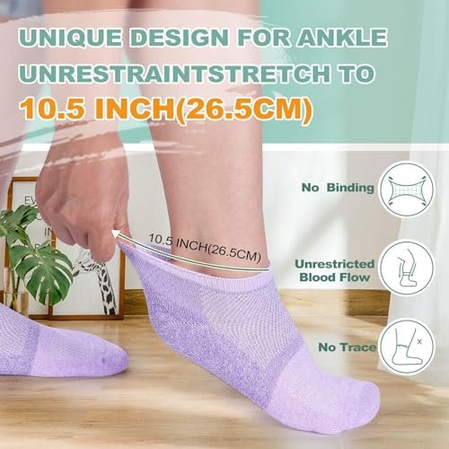Bulinlulu Diabetikersocken für Damen und Herren – 6 Paar Bambus-Viskose, nicht einschnürend, Knöchellang, Niedrige Socken, Größe 6-9 9-11 (Weiß, Large)