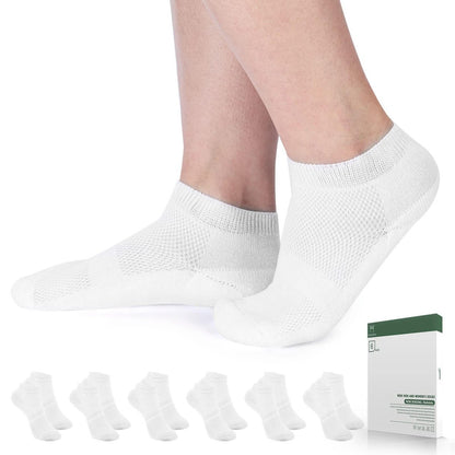 Bulinlulu Diabetikersocken für Damen und Herren – 6 Paar Bambus-Viskose, nicht einschnürend, Knöchellang, Niedrige Socken, Größe 6-9 9-11 (Weiß, Large)