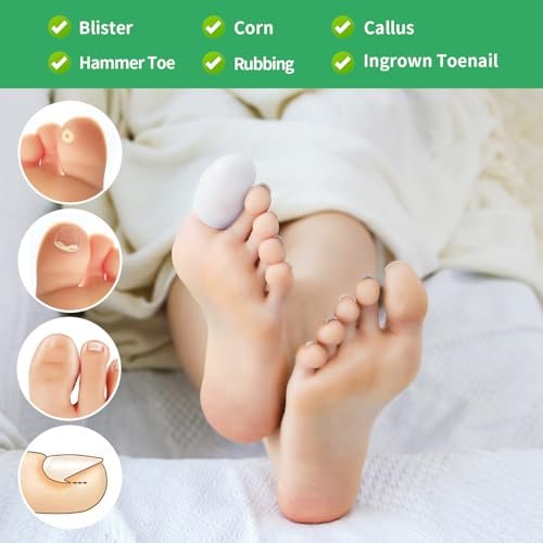 Niupiour Silikon-Großzehenprotektoren für Damen und Herren, 14-teiliges Gel-Zehenkappen-Set für fehlende oder eingewachsene Zehennägel, Zehenschoner für Schuhe, schützt vor Reibung und Druckstellen