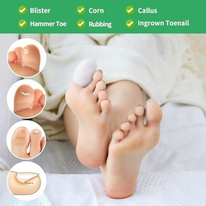Niupiour Silikon-Großzehenprotektoren für Damen und Herren, 14-teiliges Gel-Zehenkappen-Set für fehlende oder eingewachsene Zehennägel, Zehenschoner für Schuhe, schützt vor Reibung und Druckstellen