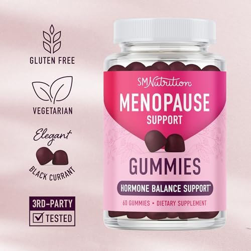 SMNutrition Menopause Support Gummis – Hormonbalance, Hitzewallungen, Nachtschweiß, Stimmungsschwankungen & Blähungen – mit Phytoöstrogen Soja, Vitamin D3, PABA, Biotin – Vegetarisch, Glutenfrei – 60 Stück