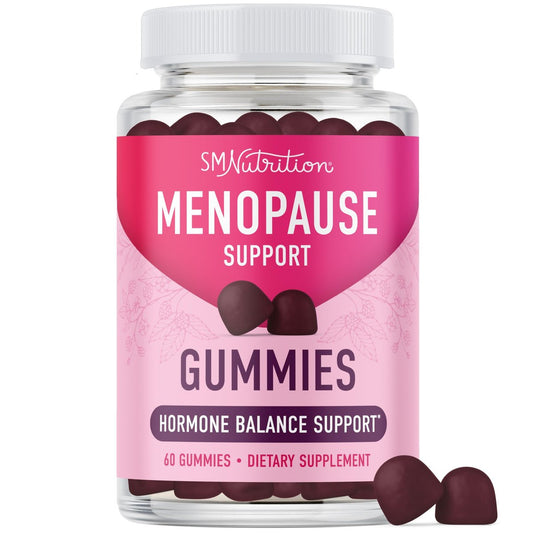 SMNutrition Menopause Support Gummis – Hormonbalance, Hitzewallungen, Nachtschweiß, Stimmungsschwankungen & Blähungen – mit Phytoöstrogen Soja, Vitamin D3, PABA, Biotin – Vegetarisch, Glutenfrei – 60 Stück