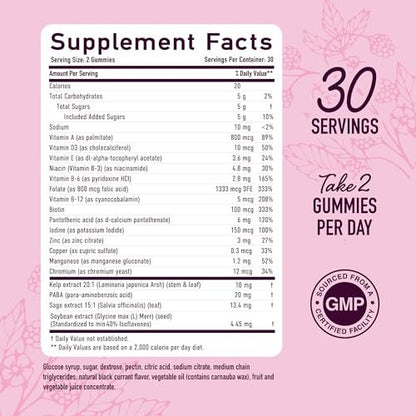 SMNutrition Menopause Support Gummis – Hormonbalance, Hitzewallungen, Nachtschweiß, Stimmungsschwankungen & Blähungen – mit Phytoöstrogen Soja, Vitamin D3, PABA, Biotin – Vegetarisch, Glutenfrei – 60 Stück
