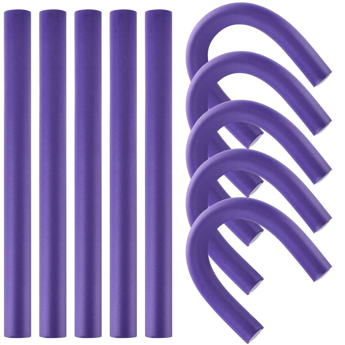 CEKEME Wärmelose Lockenwickler Jumbo Flexibele Lockenstäbe Biegsame Twist Flexirod Weicher Schaumstoff Lockenwickler ohne Hitze für langes mittleres Haar - Lila (10er Pack)